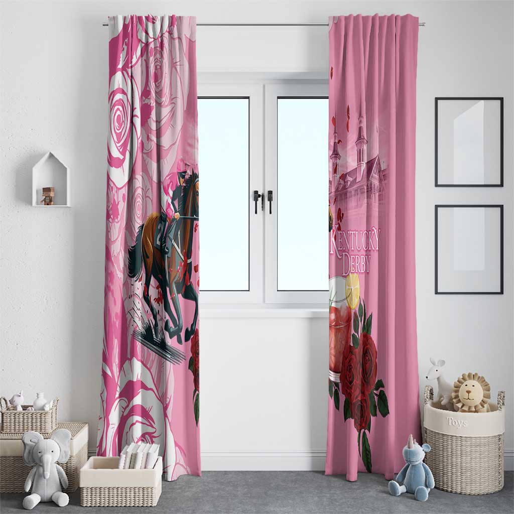 Kentucky Horse Racing Window Curtain Churchill Downs Derby Strawberry Mint Julep Cocktail