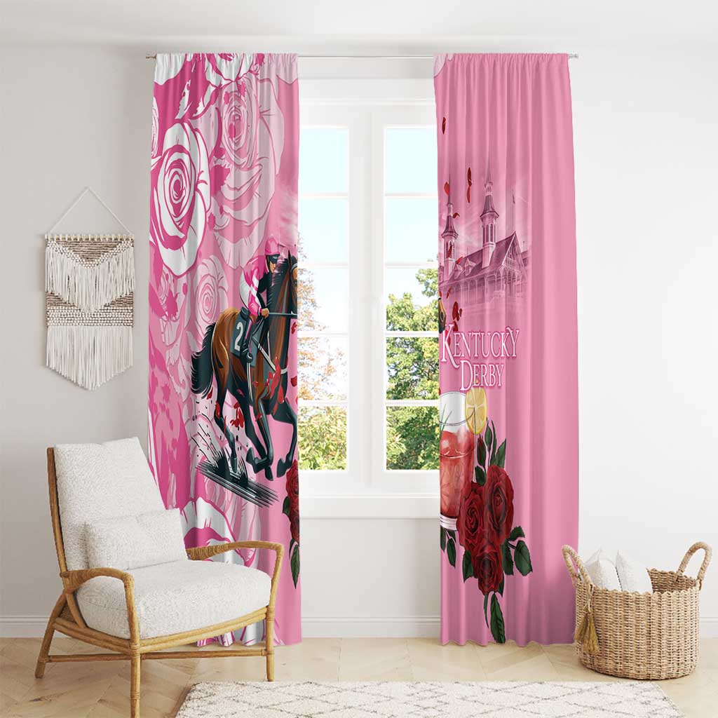 Kentucky Horse Racing Window Curtain Churchill Downs Derby Strawberry Mint Julep Cocktail