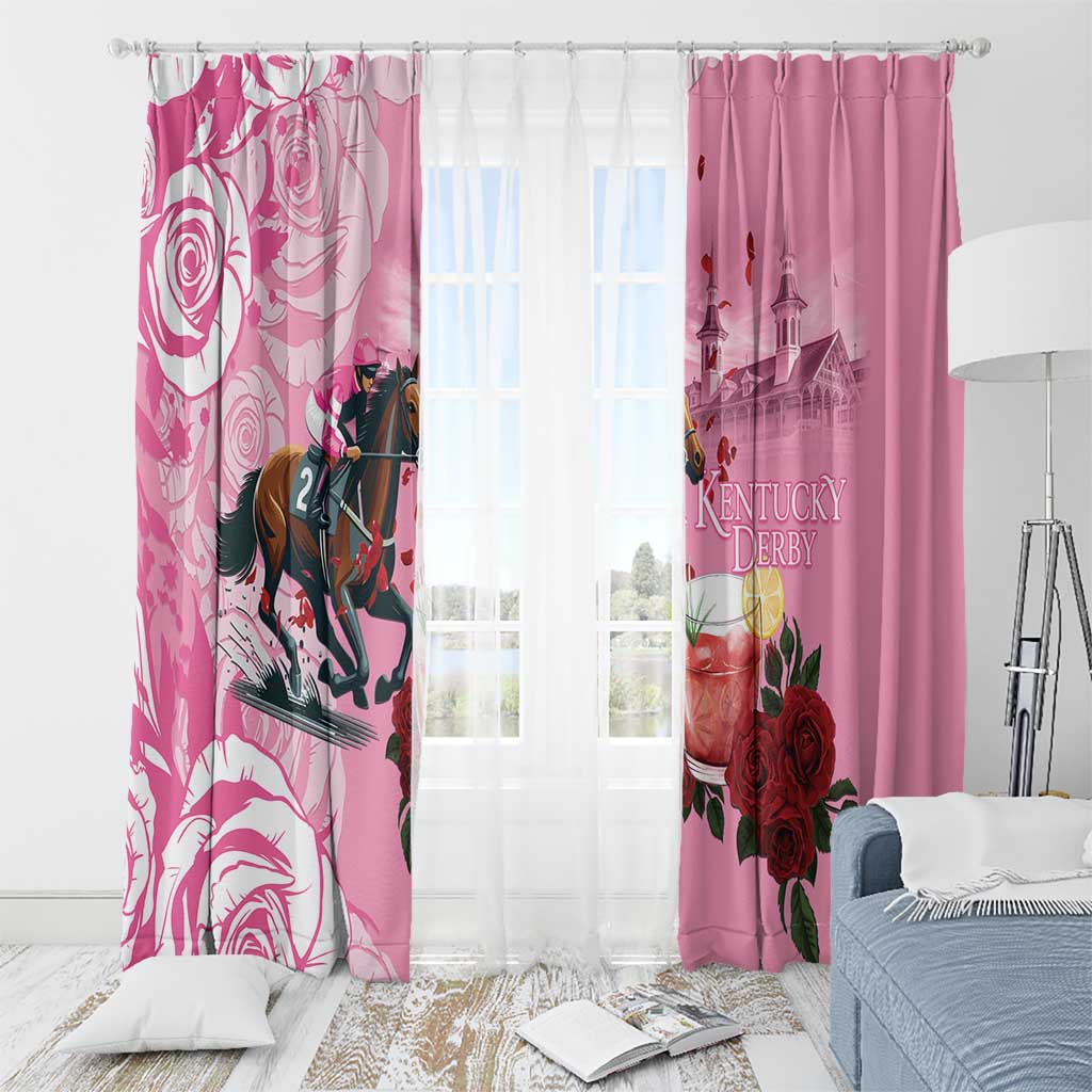 Kentucky Horse Racing Window Curtain Churchill Downs Derby Strawberry Mint Julep Cocktail