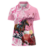 Kentucky Horse Racing Women Polo Shirt Churchill Downs Derby Strawberry Mint Julep Cocktail