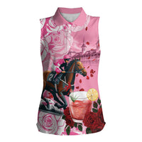 Kentucky Horse Racing Women Sleeveless Polo Shirt Churchill Downs Derby Strawberry Mint Julep Cocktail