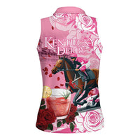 Kentucky Horse Racing Women Sleeveless Polo Shirt Churchill Downs Derby Strawberry Mint Julep Cocktail
