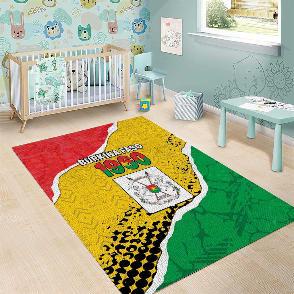 Burkina Faso Independence Day Area Rug Coat Of Arms - Grunge Style - Wonder Print Shop