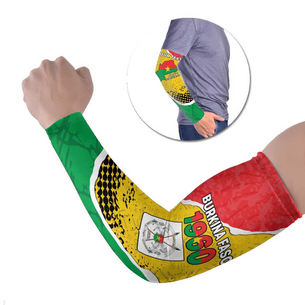 Personalized Burkina Faso Independence Day Arm Sleeves Coat Of Arms - Grunge Style - Wonder Print Shop