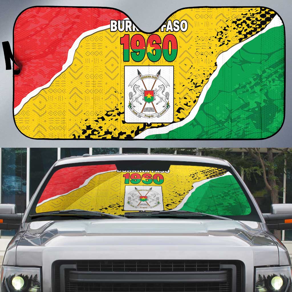 Burkina Faso Independence Day Auto Sun Shade Coat Of Arms - Grunge Style - Wonder Print Shop