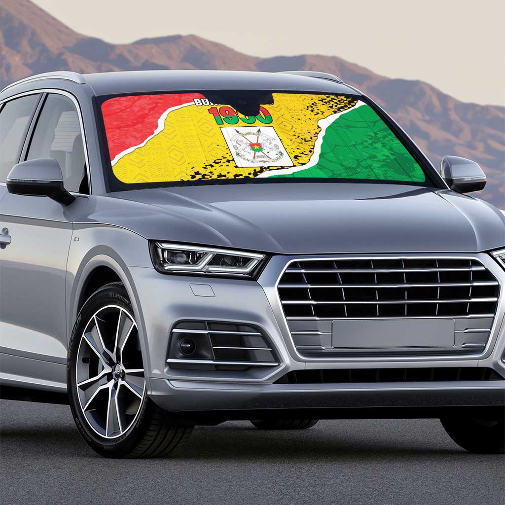 Burkina Faso Independence Day Auto Sun Shade Coat Of Arms - Grunge Style - Wonder Print Shop