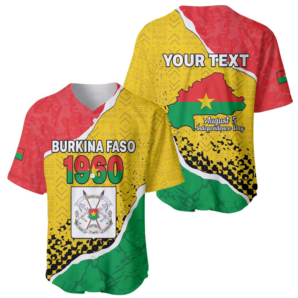 Personalized Burkina Faso Independence Day Baseball Jersey Coat Of Arms - Grunge Style - Wonder Print Shop