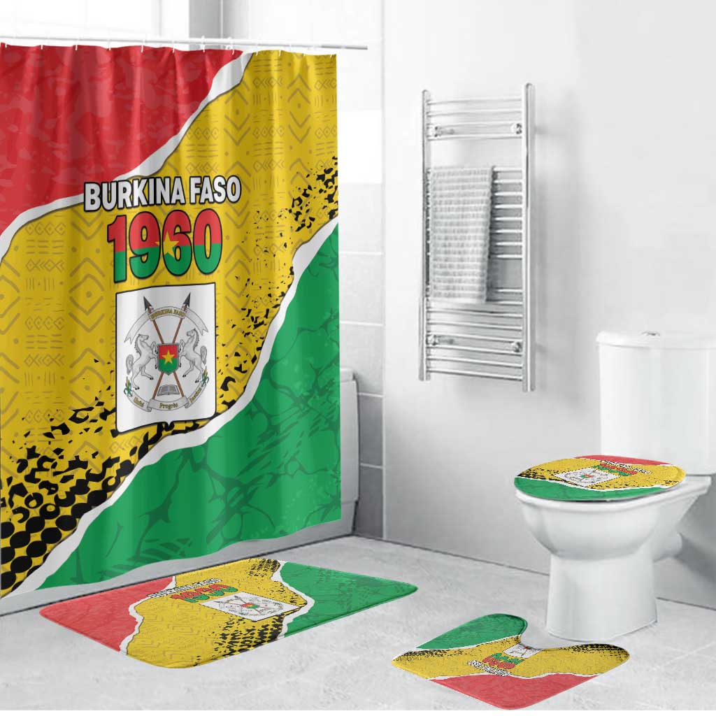 Burkina Faso Independence Day Bathroom Set Coat Of Arms - Grunge Style - Wonder Print Shop