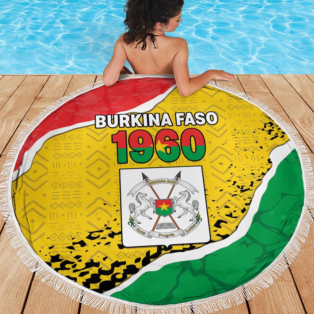 Burkina Faso Independence Day Beach Blanket Coat Of Arms - Grunge Style - Wonder Print Shop