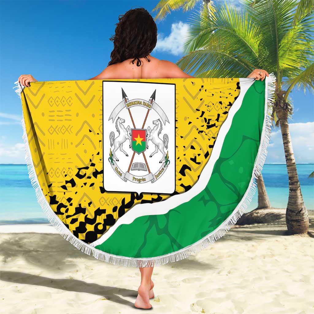 Burkina Faso Independence Day Beach Blanket Coat Of Arms - Grunge Style - Wonder Print Shop