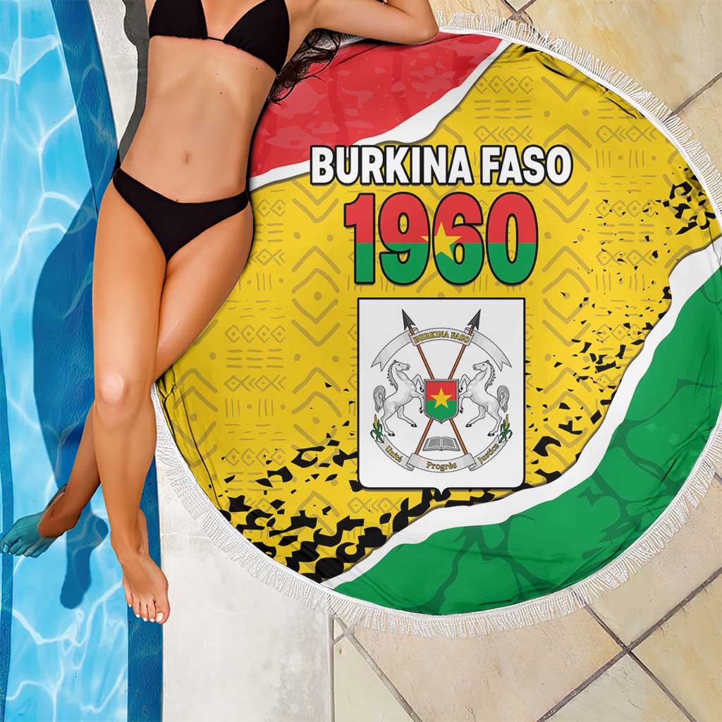 Burkina Faso Independence Day Beach Blanket Coat Of Arms - Grunge Style - Wonder Print Shop