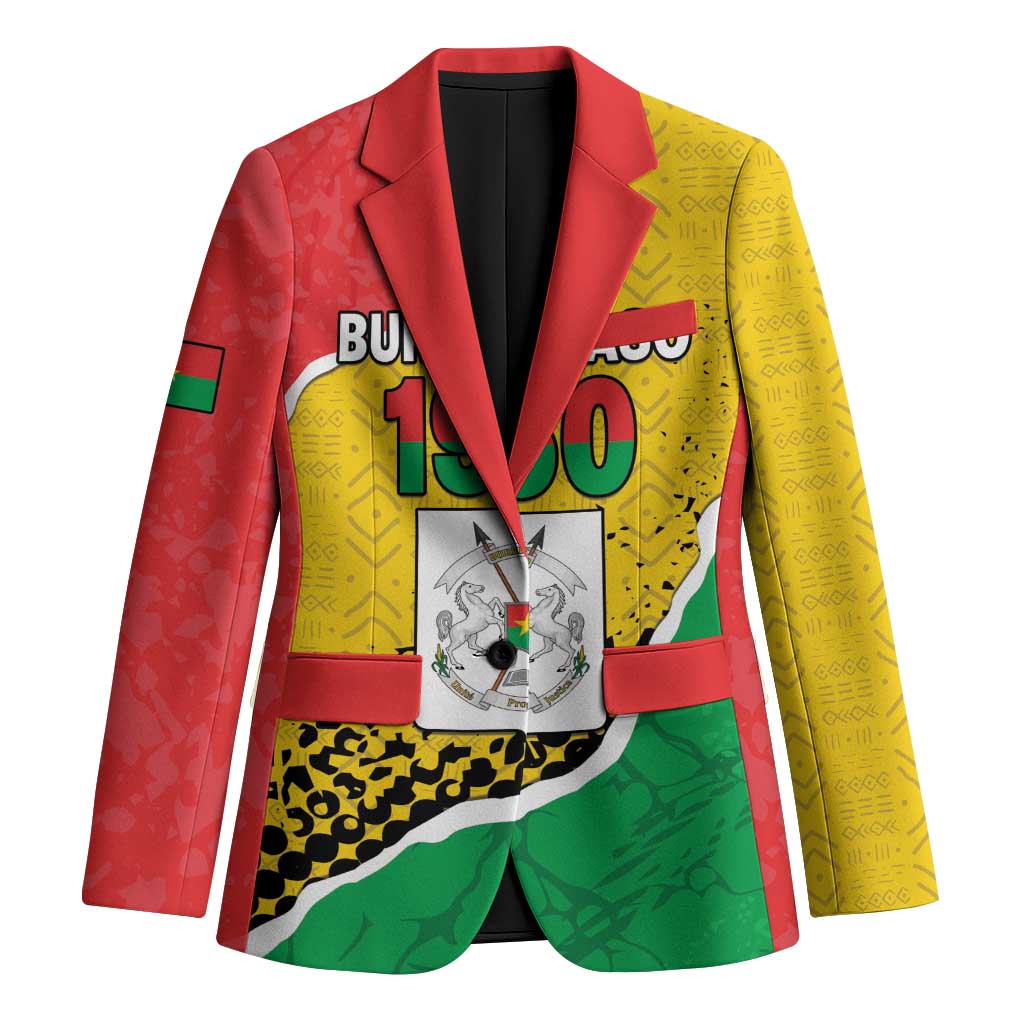 Personalized Burkina Faso Independence Day Blazer Coat Of Arms - Grunge Style - Wonder Print Shop