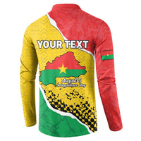 Personalized Burkina Faso Independence Day Button Sweatshirt Coat Of Arms - Grunge Style - Wonder Print Shop