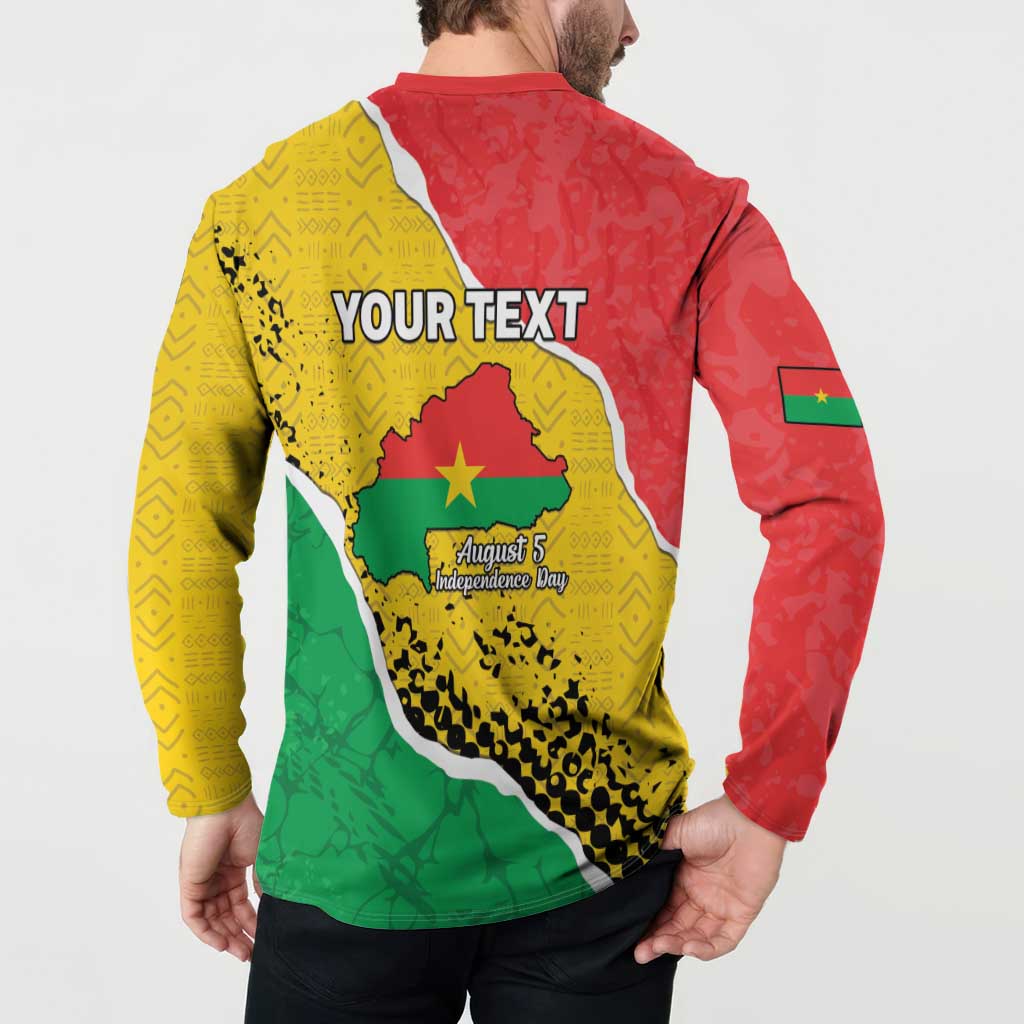 Personalized Burkina Faso Independence Day Button Sweatshirt Coat Of Arms - Grunge Style - Wonder Print Shop