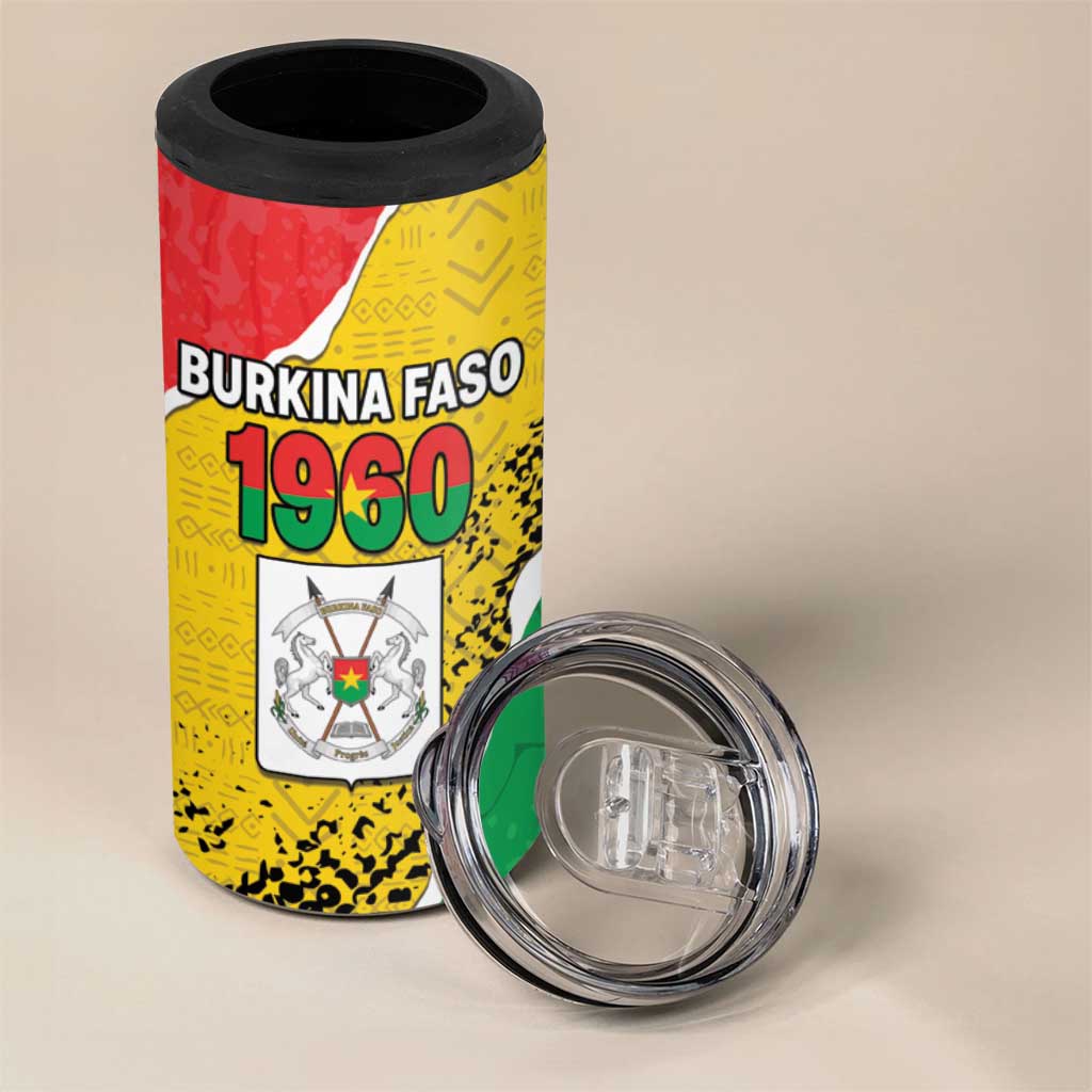 Personalized Burkina Faso Independence Day 4 in 1 Can Cooler Tumbler Coat Of Arms - Grunge Style - Wonder Print Shop