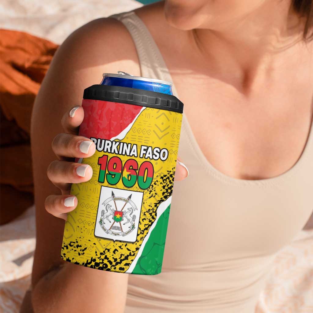 Personalized Burkina Faso Independence Day 4 in 1 Can Cooler Tumbler Coat Of Arms - Grunge Style - Wonder Print Shop