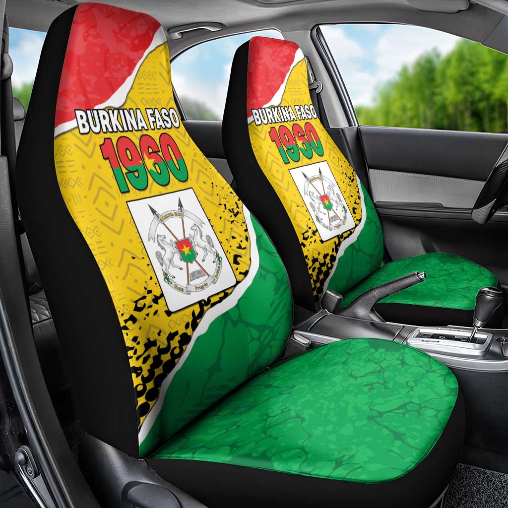 Burkina Faso Independence Day Car Seat Cover Coat Of Arms - Grunge Style - Wonder Print Shop