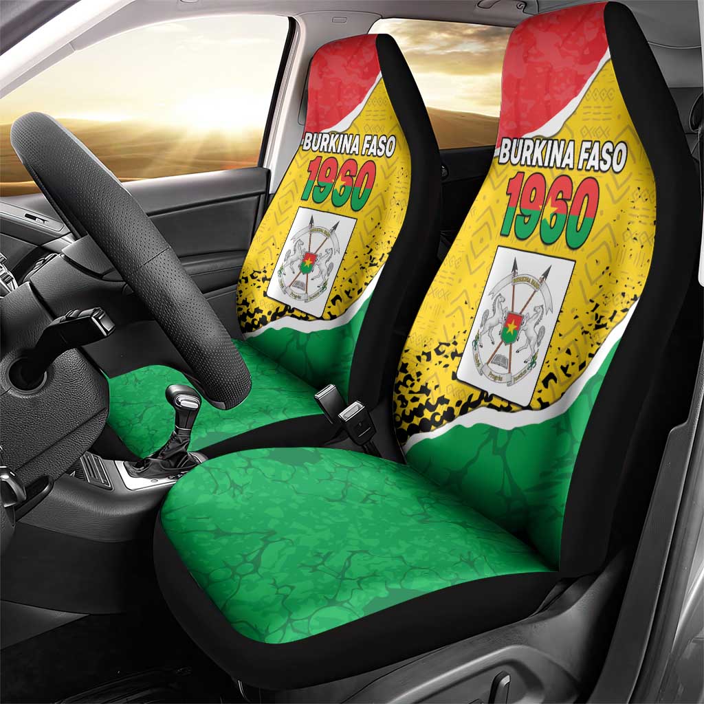 Burkina Faso Independence Day Car Seat Cover Coat Of Arms - Grunge Style - Wonder Print Shop