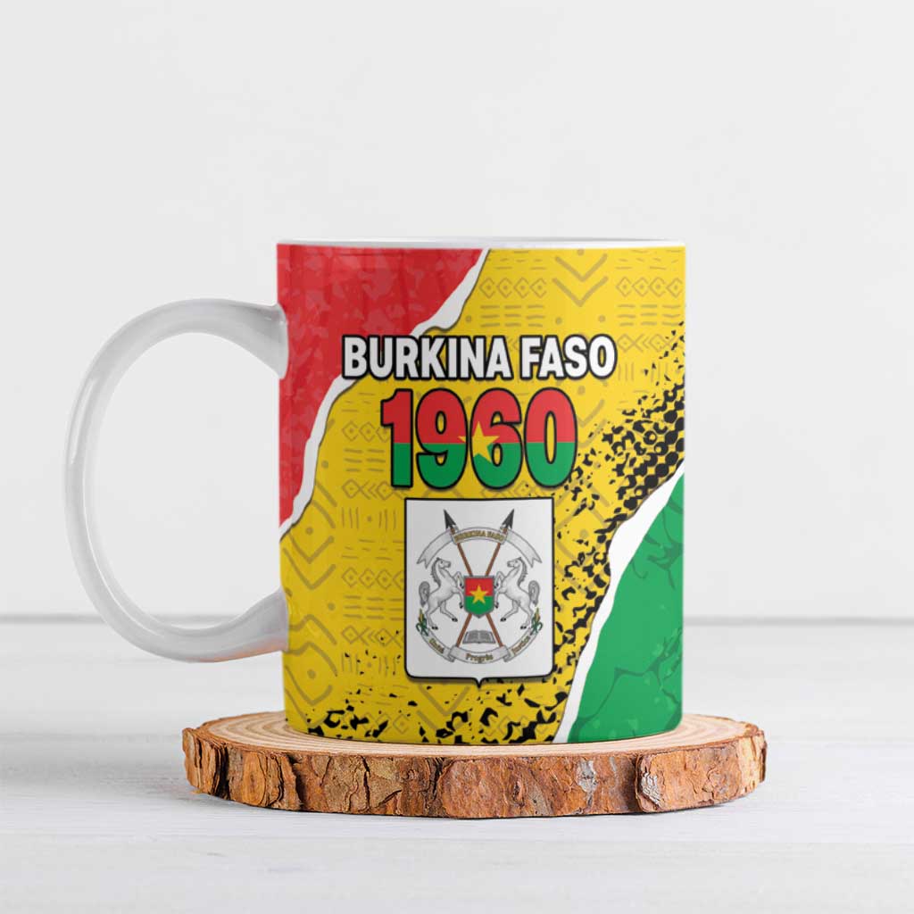 Personalized Burkina Faso Independence Day Ceramic Mug Coat Of Arms - Grunge Style - Wonder Print Shop