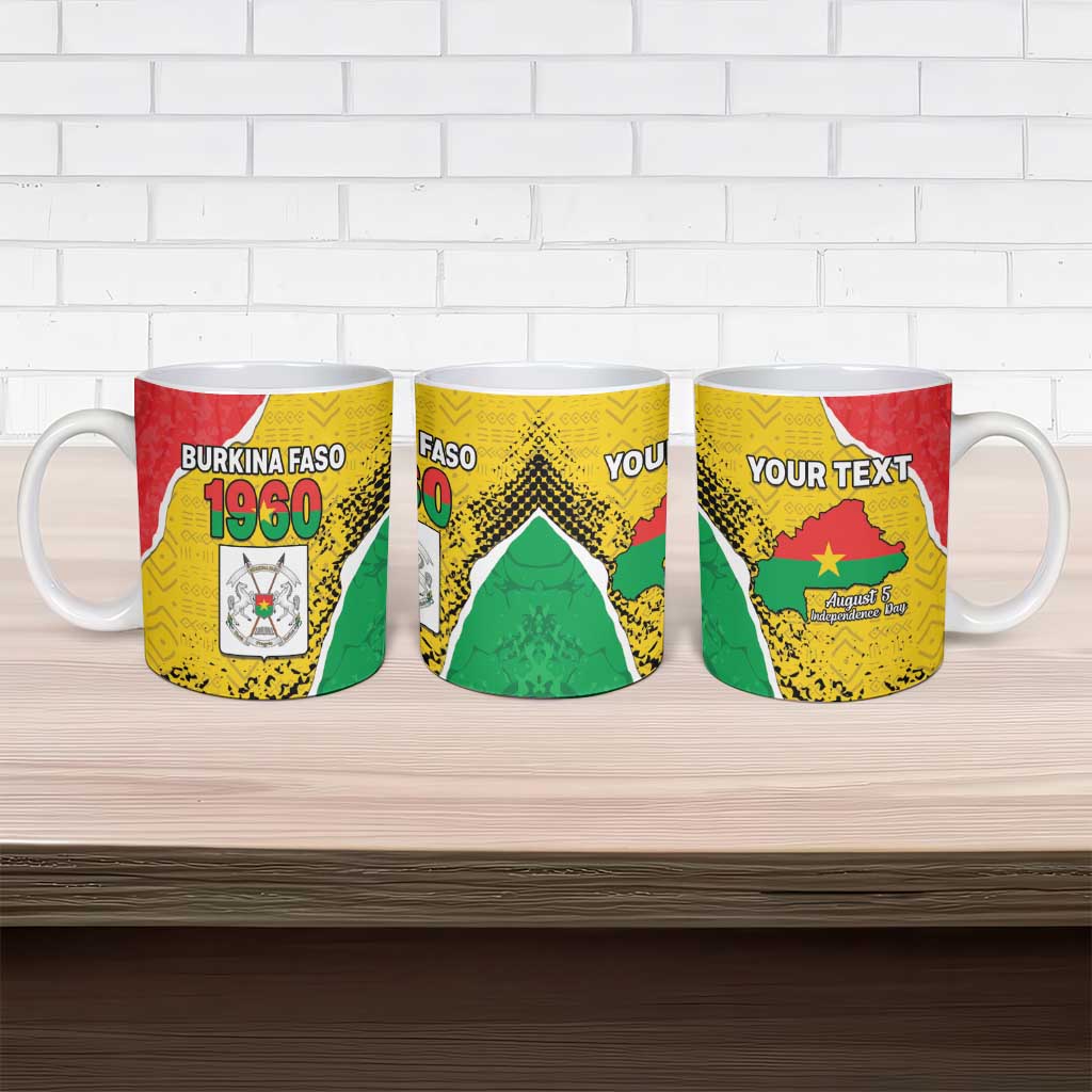 Personalized Burkina Faso Independence Day Ceramic Mug Coat Of Arms - Grunge Style - Wonder Print Shop