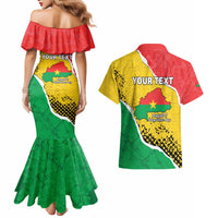 Personalized Burkina Faso Independence Day Couples Matching Mermaid Dress and Hawaiian Shirt Coat Of Arms - Grunge Style - Wonder Print Shop
