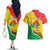 Personalized Burkina Faso Independence Day Couples Matching Off The Shoulder Long Sleeve Dress and Hawaiian Shirt Coat Of Arms - Grunge Style - Wonder Print Shop