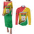 Personalized Burkina Faso Independence Day Couples Matching Puletasi and Long Sleeve Button Shirt Coat Of Arms - Grunge Style - Wonder Print Shop