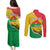 Personalized Burkina Faso Independence Day Couples Matching Puletasi and Long Sleeve Button Shirt Coat Of Arms - Grunge Style - Wonder Print Shop