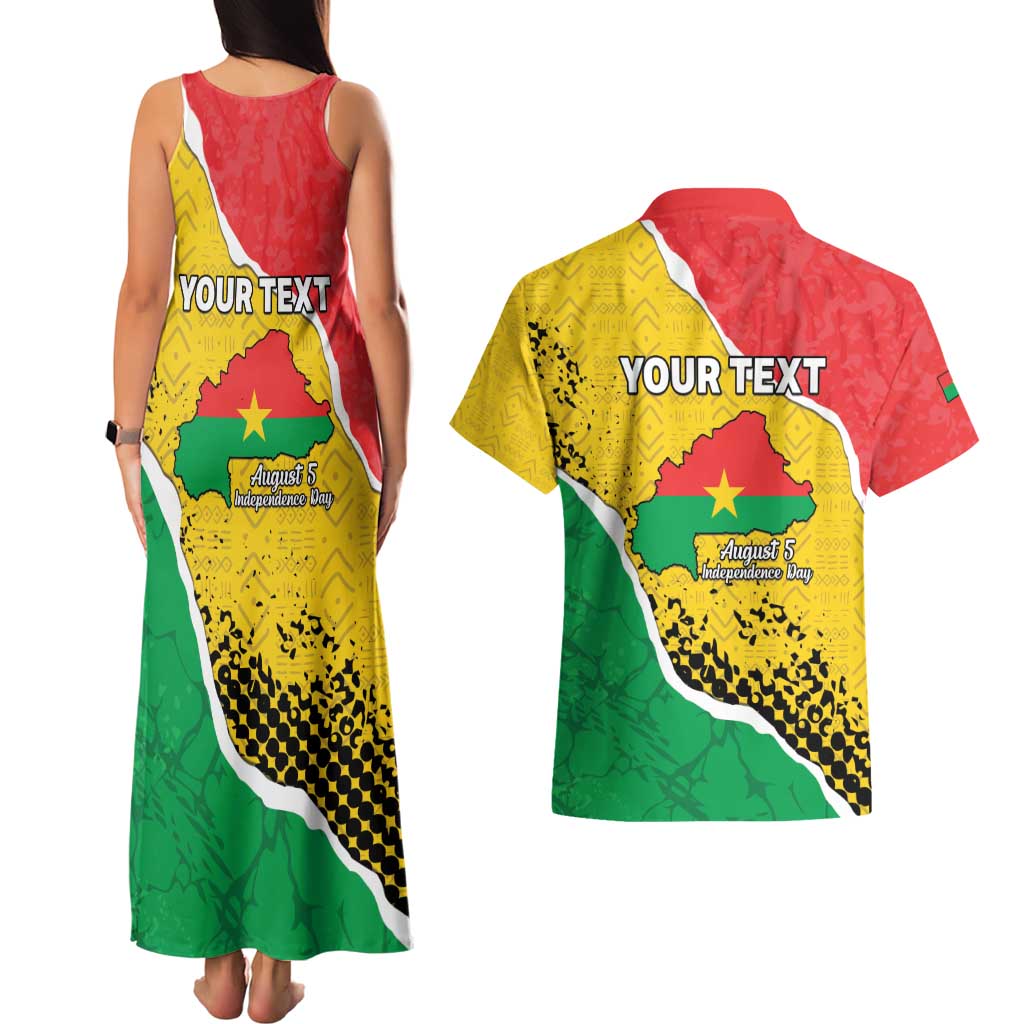 Personalized Burkina Faso Independence Day Couples Matching Tank Maxi Dress and Hawaiian Shirt Coat Of Arms - Grunge Style - Wonder Print Shop