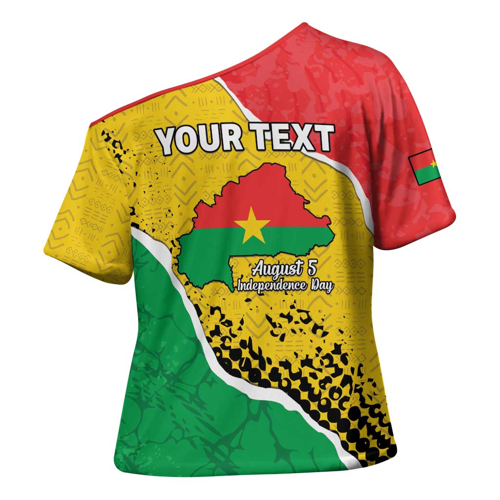 Personalized Burkina Faso Independence Day Cross Shoulder Shirt Coat Of Arms - Grunge Style - Wonder Print Shop