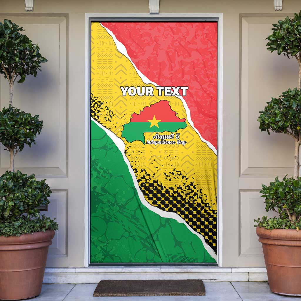 Personalized Burkina Faso Independence Day Door Cover Coat Of Arms - Grunge Style - Wonder Print Shop