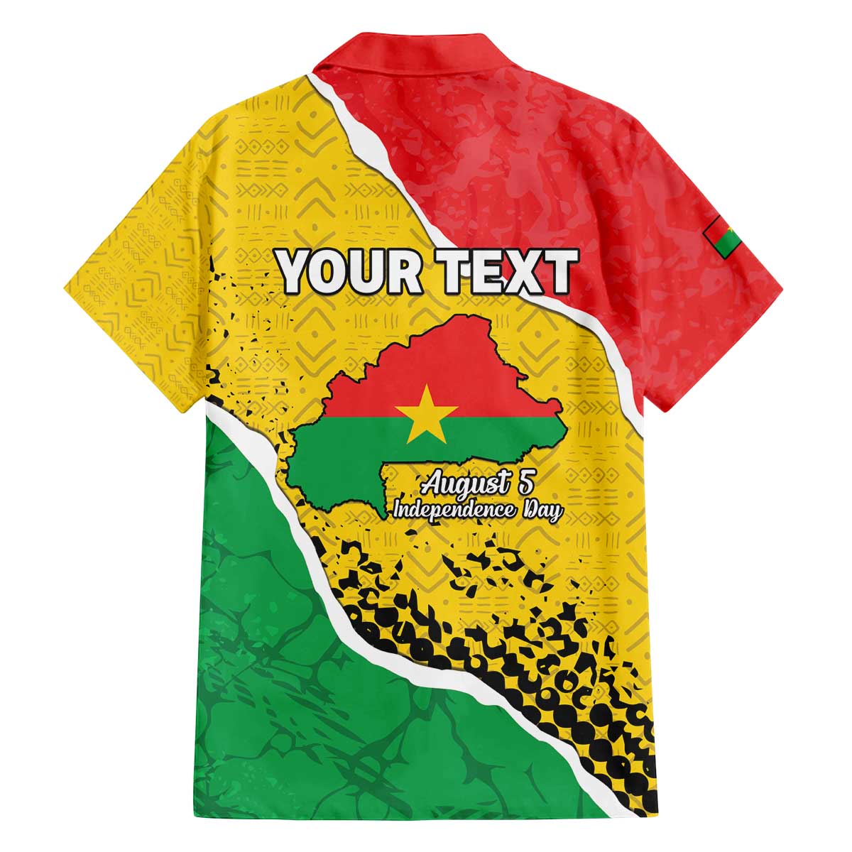 Personalized Burkina Faso Independence Day Family Matching Off The Shoulder Long Sleeve Dress and Hawaiian Shirt Coat Of Arms - Grunge Style - Wonder Print Shop
