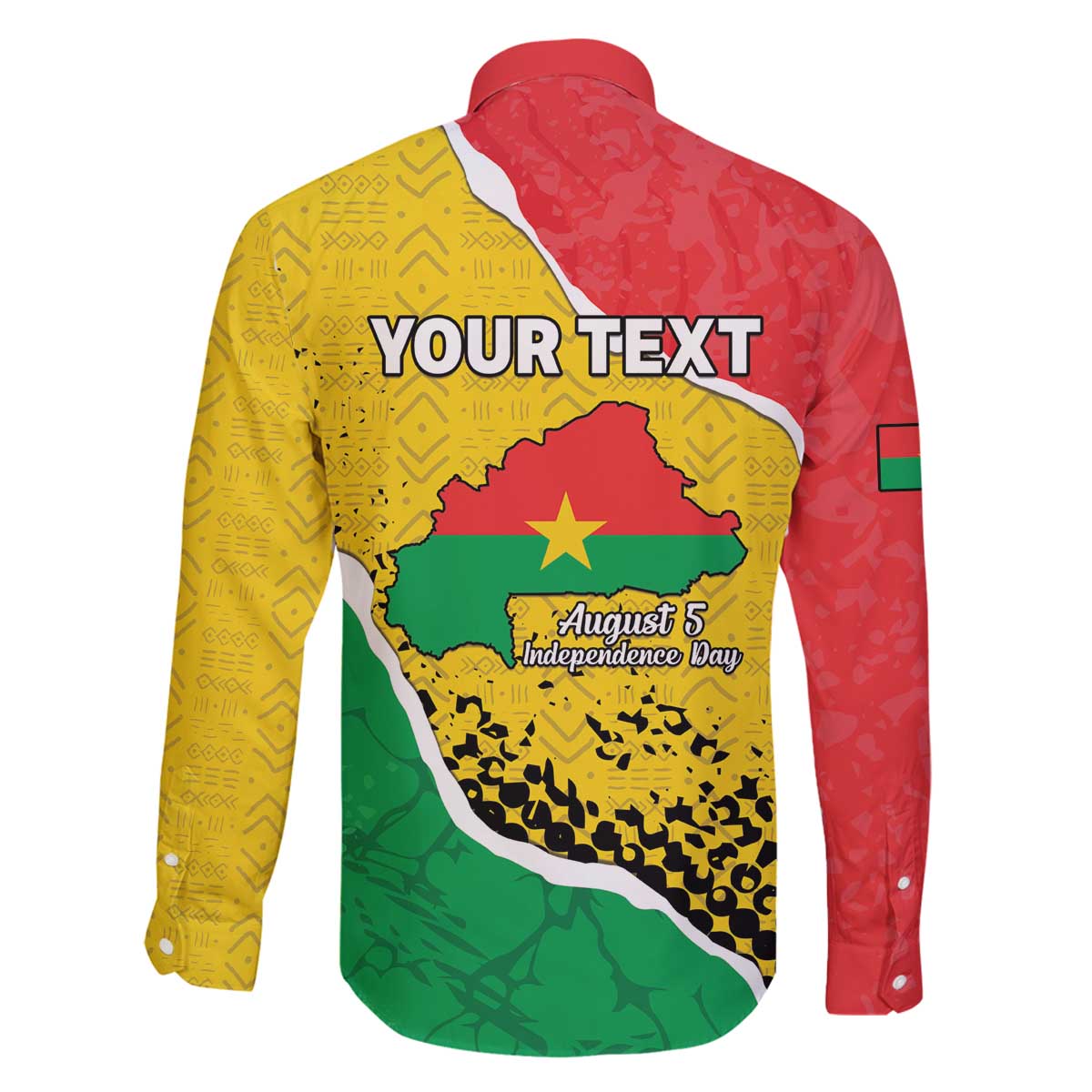 Personalized Burkina Faso Independence Day Family Matching Off The Shoulder Long Sleeve Dress and Hawaiian Shirt Coat Of Arms - Grunge Style - Wonder Print Shop
