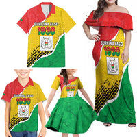 Personalized Burkina Faso Independence Day Family Matching Off Shoulder Maxi Dress and Hawaiian Shirt Coat Of Arms - Grunge Style - Wonder Print Shop