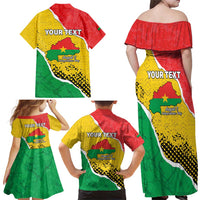 Personalized Burkina Faso Independence Day Family Matching Off Shoulder Maxi Dress and Hawaiian Shirt Coat Of Arms - Grunge Style - Wonder Print Shop