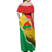 Personalized Burkina Faso Independence Day Family Matching Off Shoulder Maxi Dress and Hawaiian Shirt Coat Of Arms - Grunge Style - Wonder Print Shop