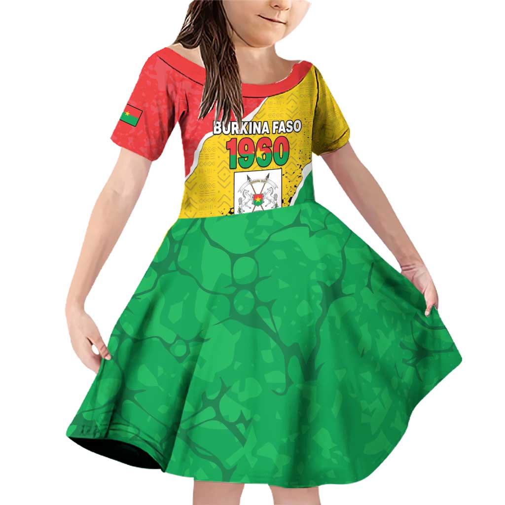 Personalized Burkina Faso Independence Day Family Matching Off Shoulder Short Dress and Hawaiian Shirt Coat Of Arms - Grunge Style - Wonder Print Shop