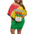 Personalized Burkina Faso Independence Day Family Matching Off Shoulder Short Dress and Hawaiian Shirt Coat Of Arms - Grunge Style - Wonder Print Shop