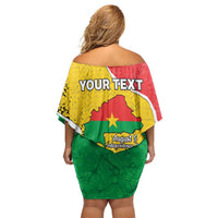 Personalized Burkina Faso Independence Day Family Matching Off Shoulder Short Dress and Hawaiian Shirt Coat Of Arms - Grunge Style - Wonder Print Shop