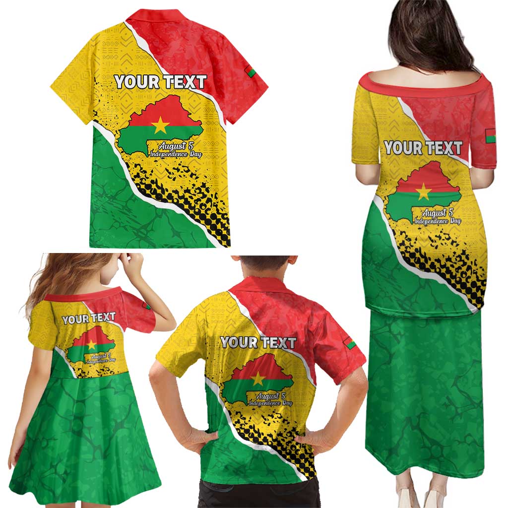 Personalized Burkina Faso Independence Day Family Matching Puletasi and Hawaiian Shirt Coat Of Arms - Grunge Style - Wonder Print Shop