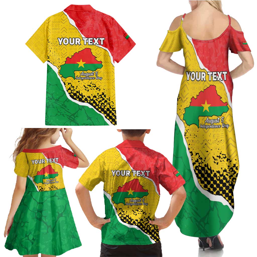 Personalized Burkina Faso Independence Day Family Matching Summer Maxi Dress and Hawaiian Shirt Coat Of Arms - Grunge Style - Wonder Print Shop