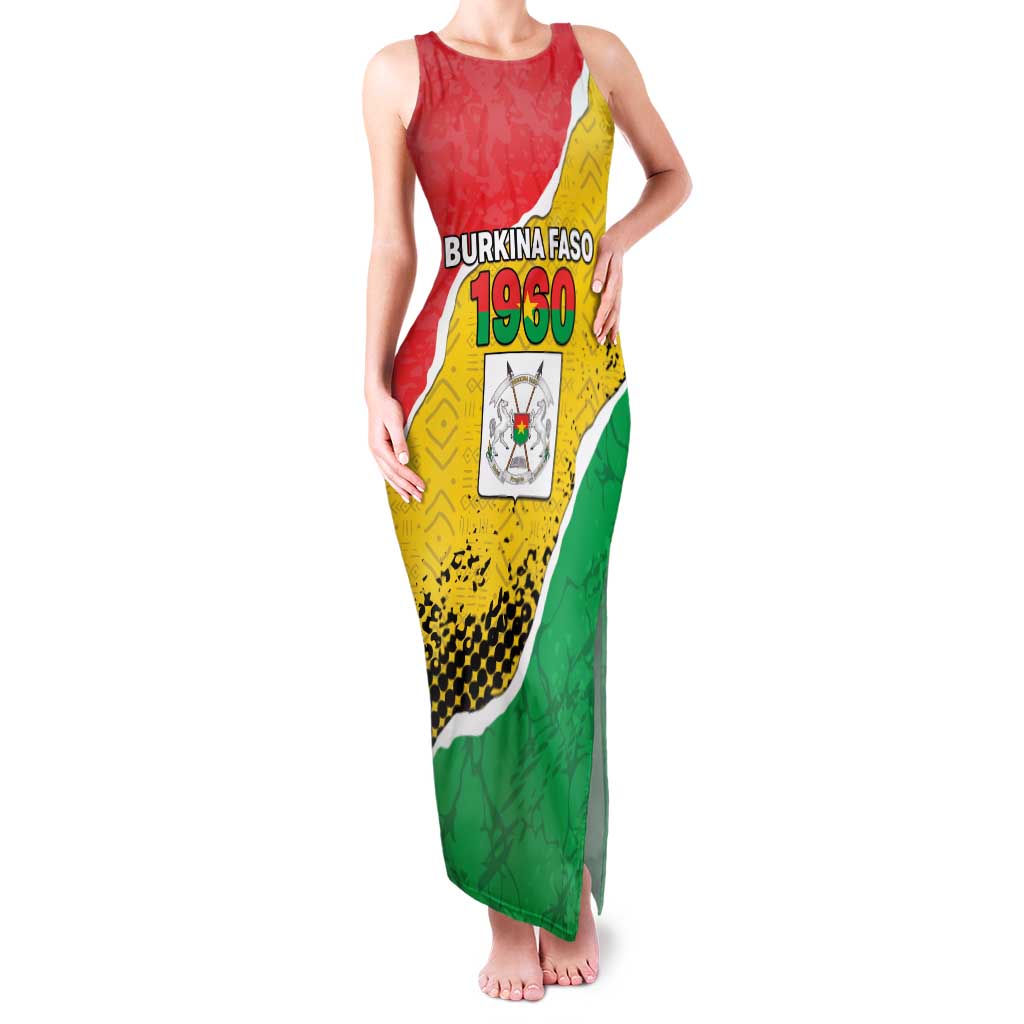 Personalized Burkina Faso Independence Day Family Matching Tank Maxi Dress and Hawaiian Shirt Coat Of Arms - Grunge Style - Wonder Print Shop