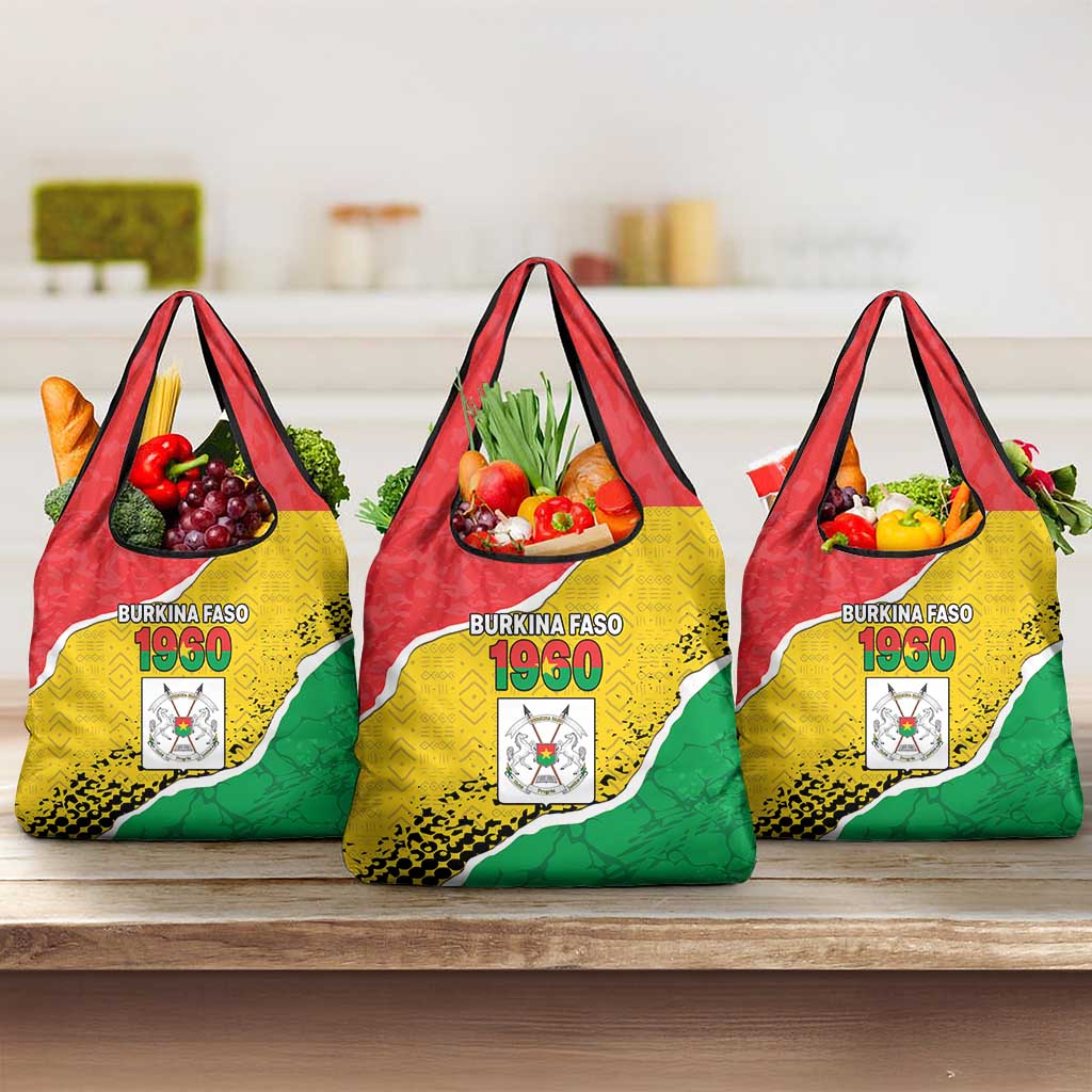 Burkina Faso Independence Day Grocery Bag Coat Of Arms - Grunge Style - Wonder Print Shop