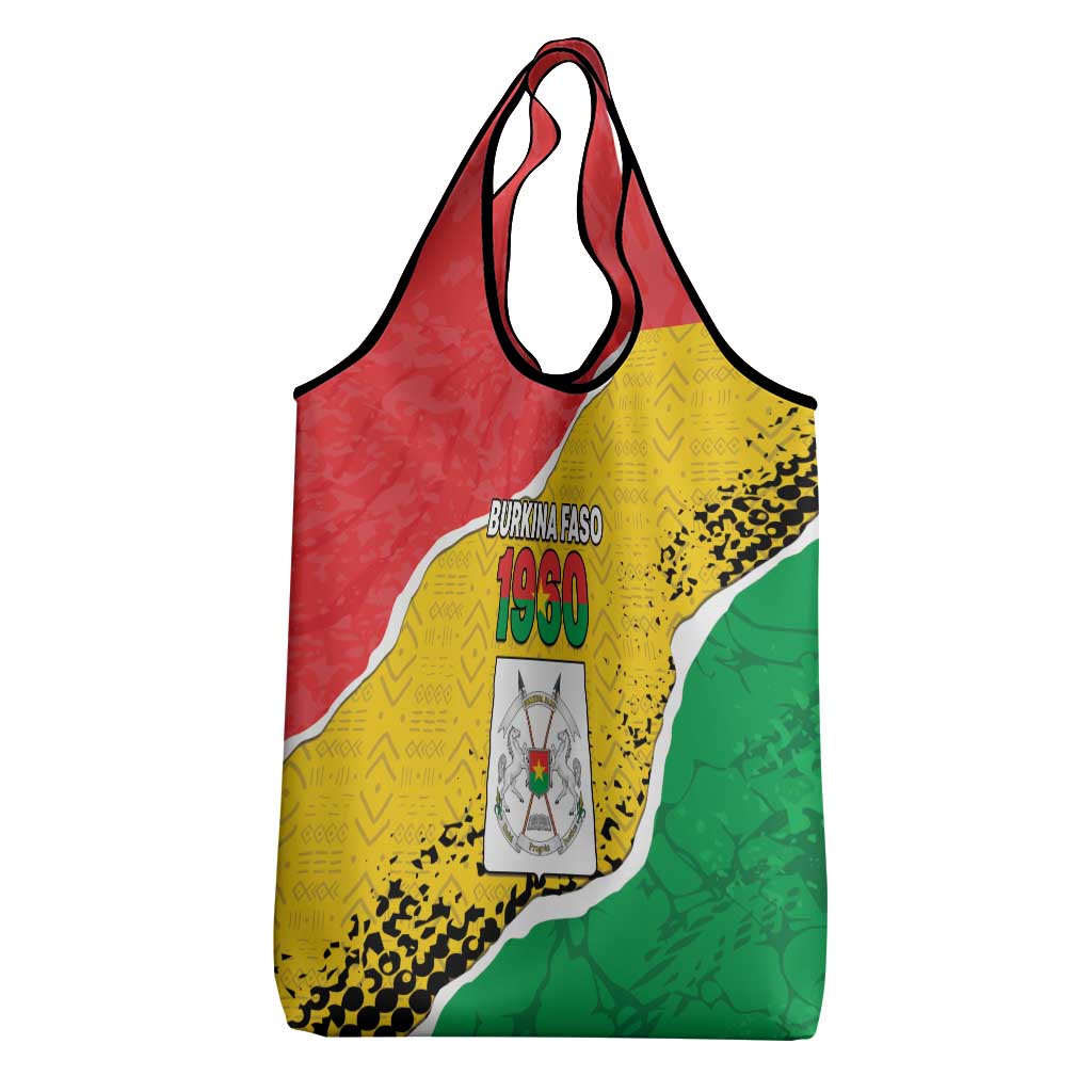 Burkina Faso Independence Day Grocery Bag Coat Of Arms - Grunge Style - Wonder Print Shop