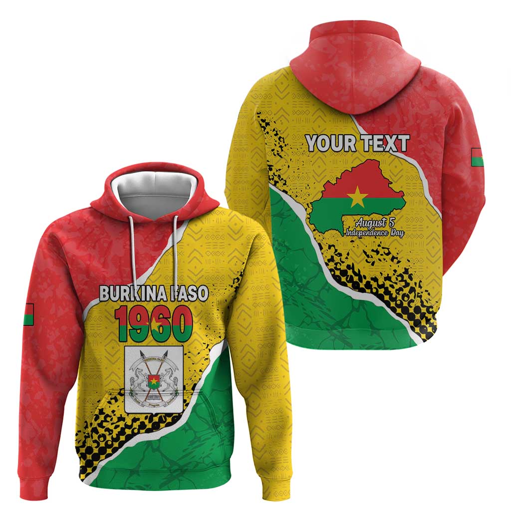 Personalized Burkina Faso Independence Day Hoodie Coat Of Arms - Grunge Style - Wonder Print Shop