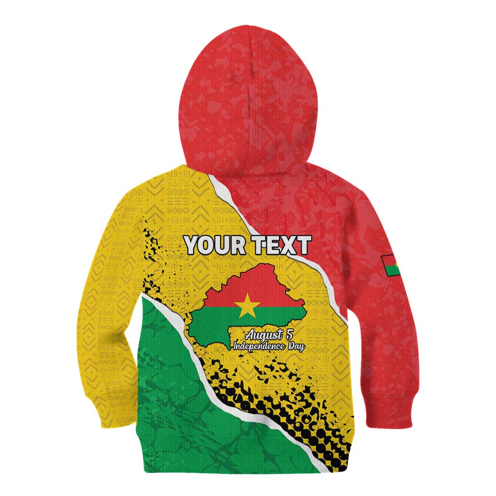 Personalized Burkina Faso Independence Day Kid Hoodie Coat Of Arms - Grunge Style - Wonder Print Shop
