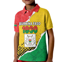 Personalized Burkina Faso Independence Day Kid Polo Shirt Coat Of Arms - Grunge Style - Wonder Print Shop