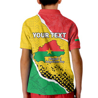 Personalized Burkina Faso Independence Day Kid Polo Shirt Coat Of Arms - Grunge Style - Wonder Print Shop