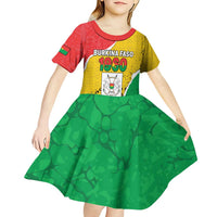 Personalized Burkina Faso Independence Day Kid Short Sleeve Dress Coat Of Arms - Grunge Style - Wonder Print Shop