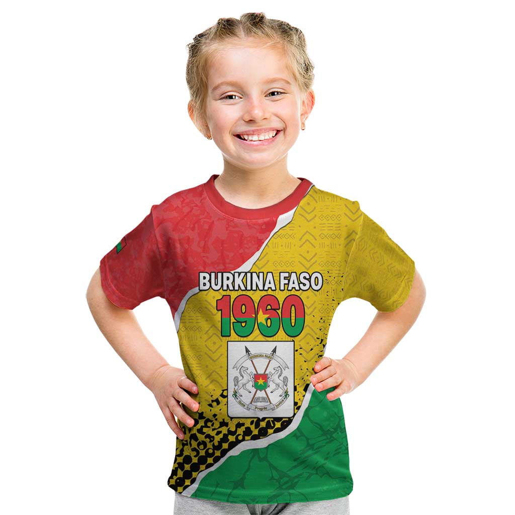 Personalized Burkina Faso Independence Day Kid T Shirt Coat Of Arms - Grunge Style - Wonder Print Shop
